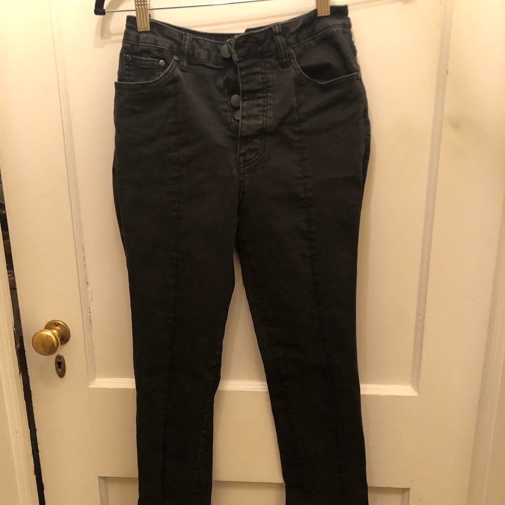Black jeans with front slit